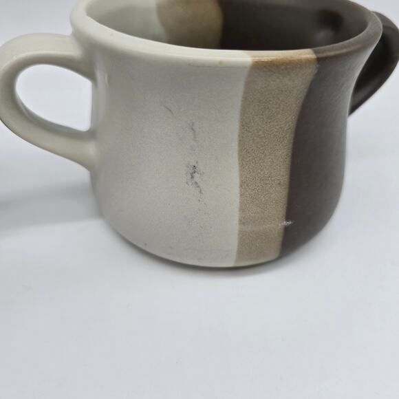 Vintage McCoy Striped Sandstone Double Handled Soup Mugs Set of 2 Multicolor USA - Picture 3 of 9